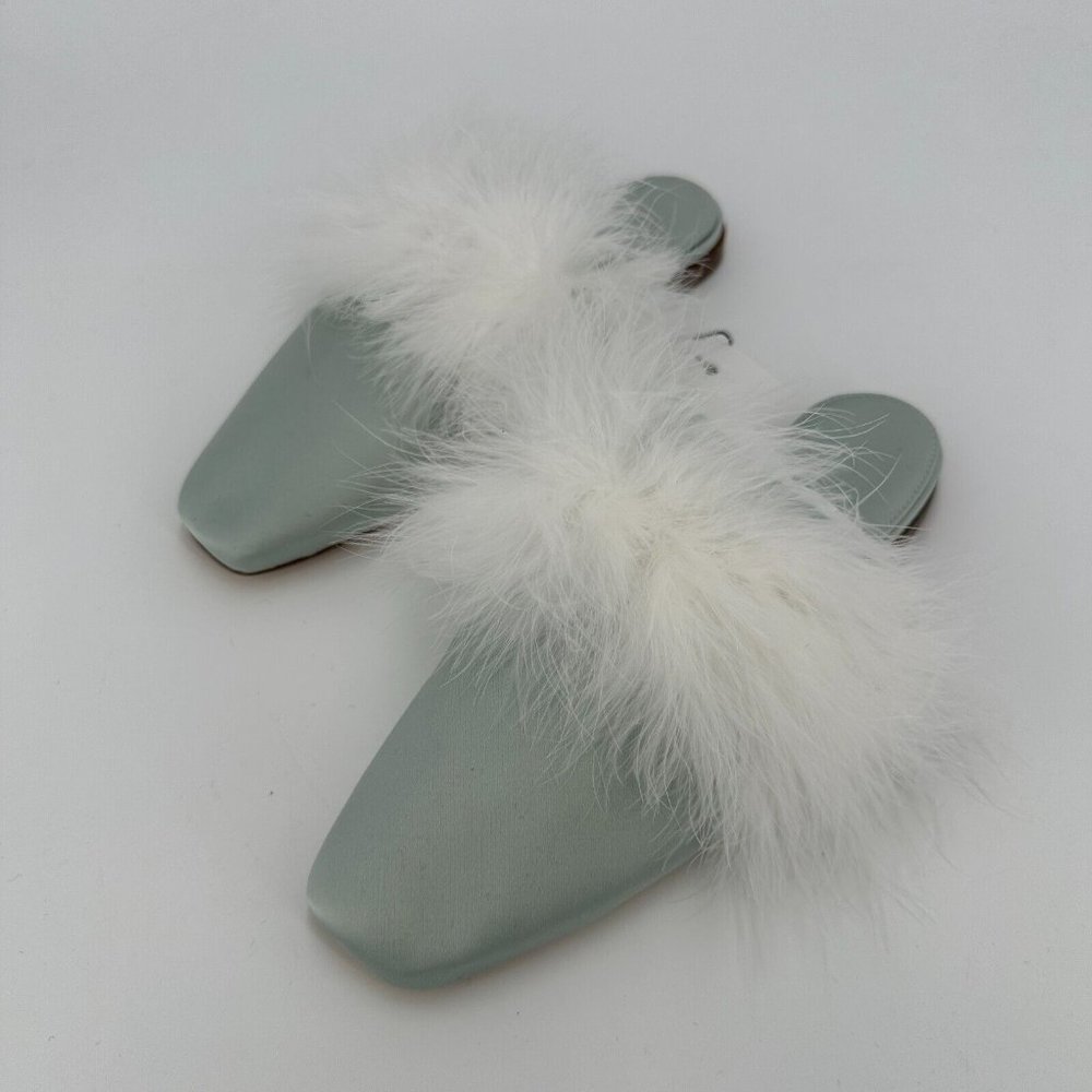 Sleeper Women's Mint Manon Mules Detachable Feathers Slip-on Shoes sz 36 5-5.5